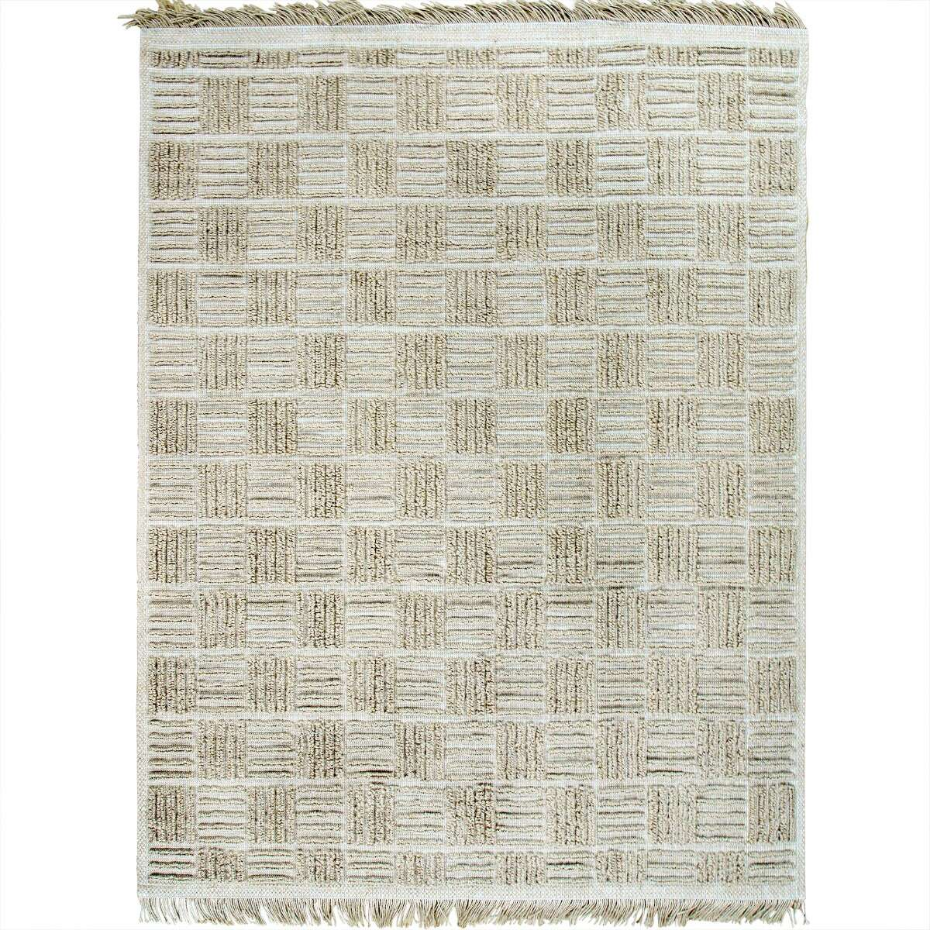 Tapis salon damier en jute  artisanal reliefs  JUTE NATUREL - style bohème