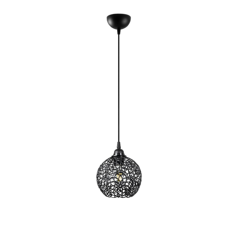 Suspension noire boule – motif floral, ajourée ERZIN