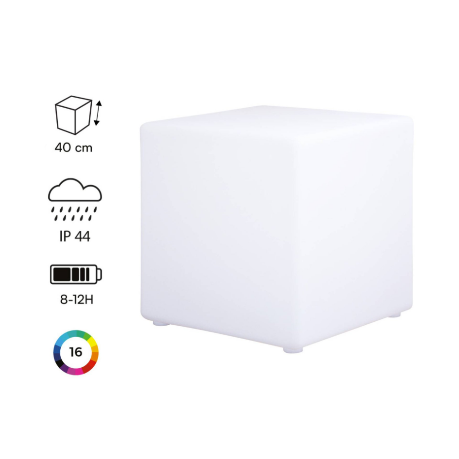Cube lumineux intérieur/extérieur LED avec batterie 16 couleurs CUBE LED 40CM 16 COULEURS