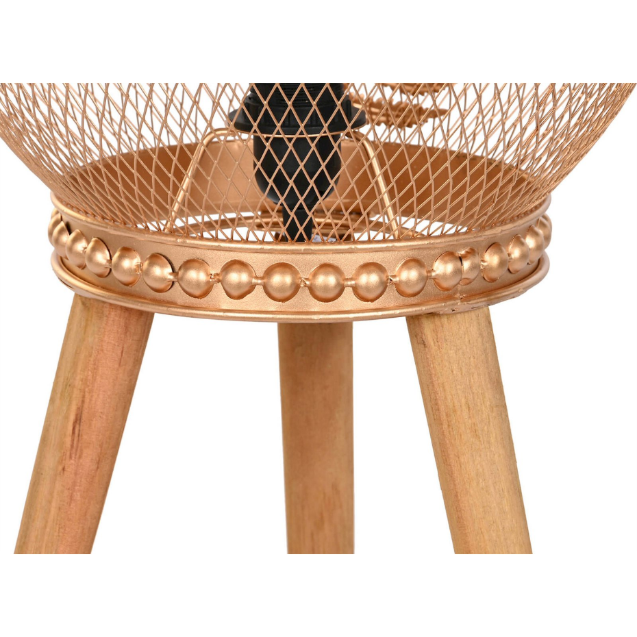 Lampe de table en métal et bois motif feuille ronde Tropical