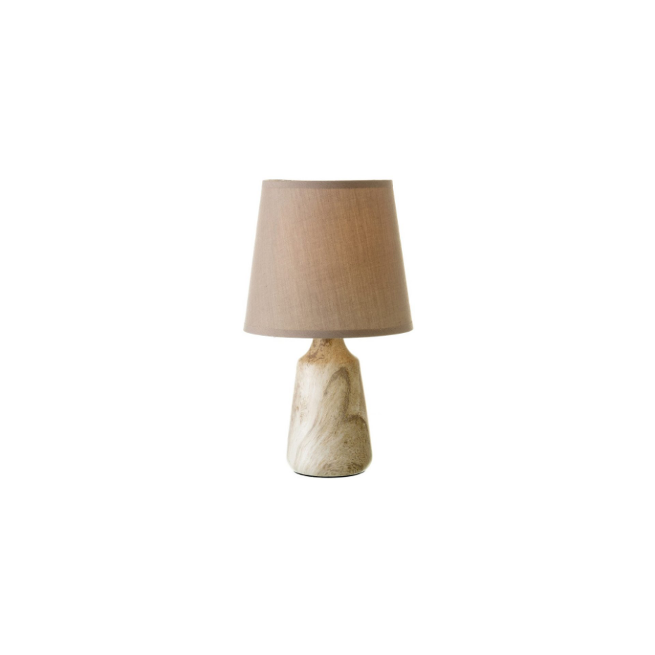 Lampe à poser ronde céramique effet bois - 16x16x27.5cm