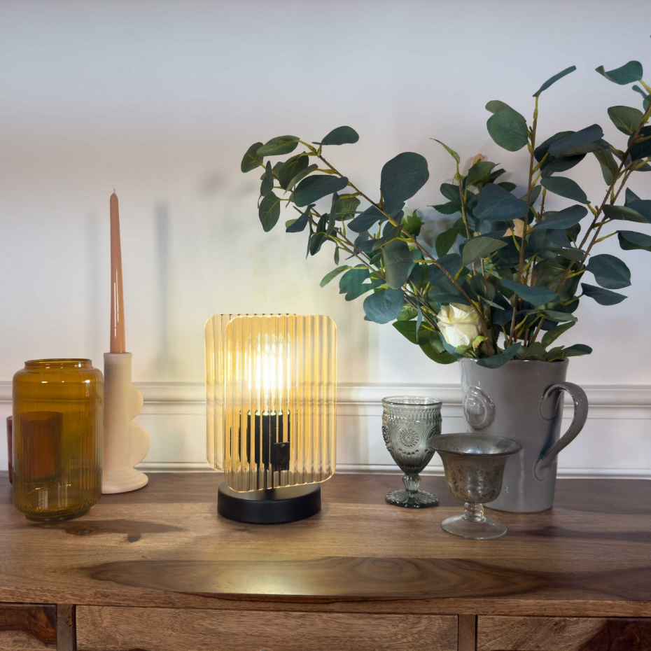 Lampe à poser en verre et métal, BOSCA