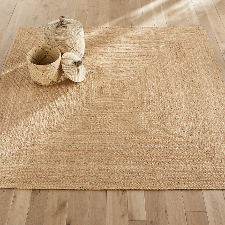 Tapis carré en jute, tressé main, Hempy