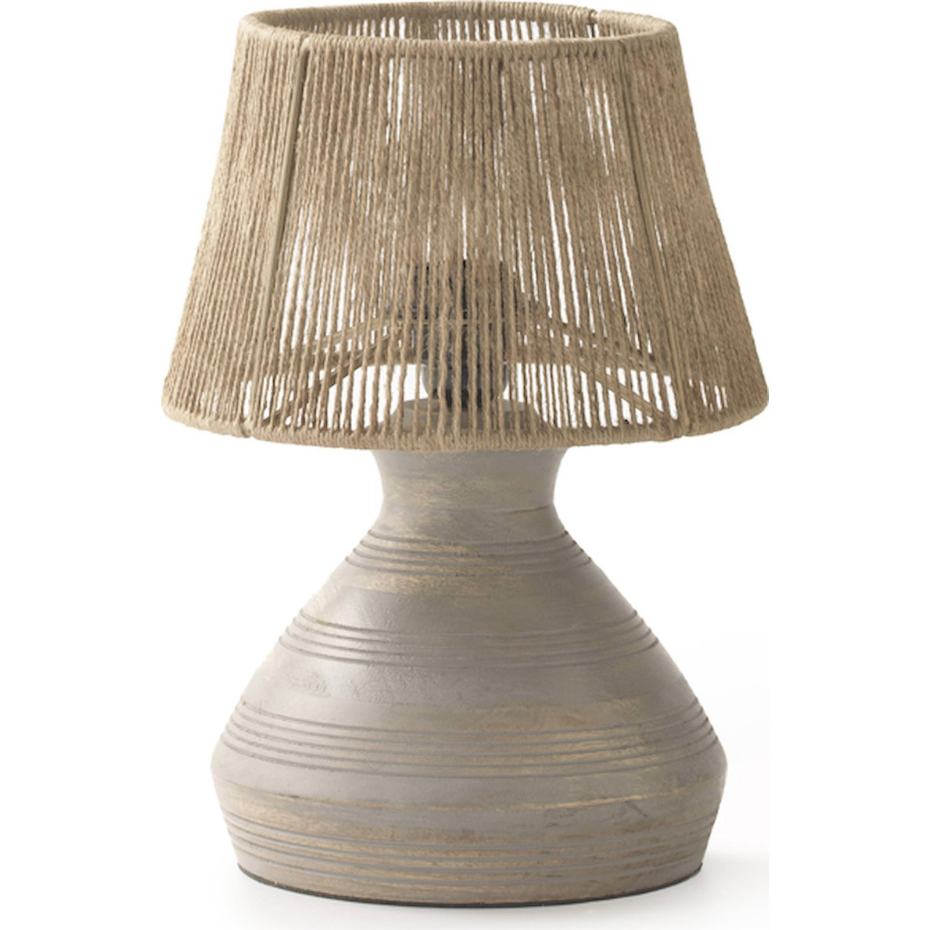 Lampe de table en bois avec abat-jour en jute