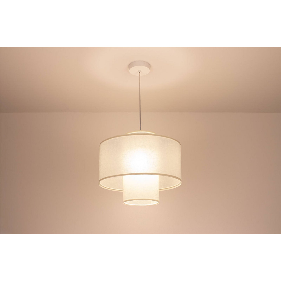 Suspension ronde en jute et lin Twin Light