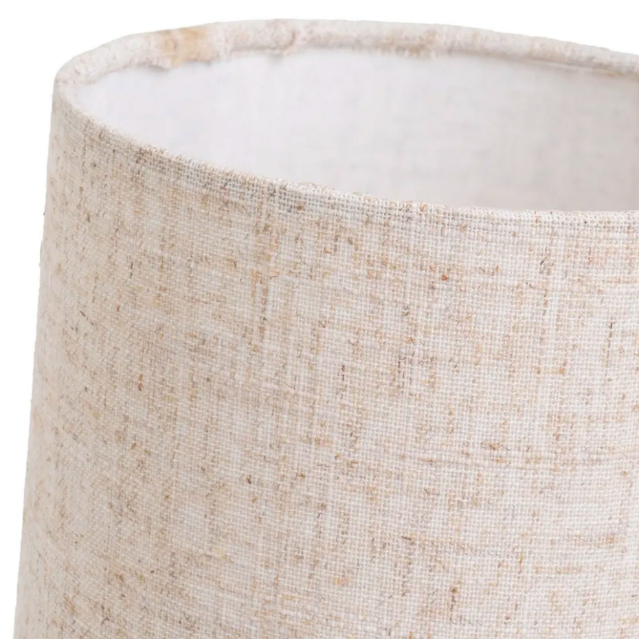 Lampe à poser en bois et abat jour lin beige 16x16x37cm