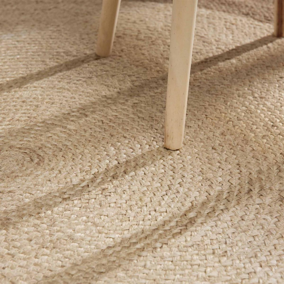 Tapis rond, motif simple authentique, JUTE K, jute tissé à la main