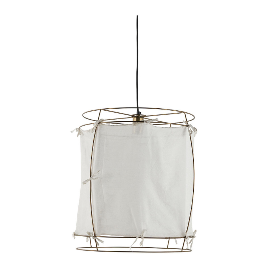 Suspension tissu et métal finition laiton 50x50x51