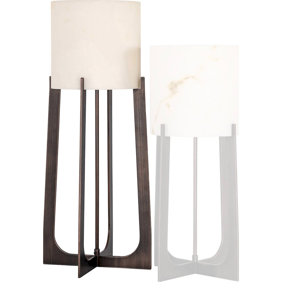 Lampe de table carrée en fer effet bronze et marbre