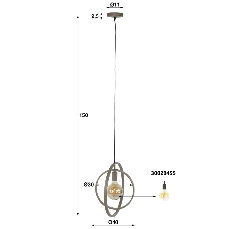 Suspension métal beige 1 anneau pivotant TRIBECA