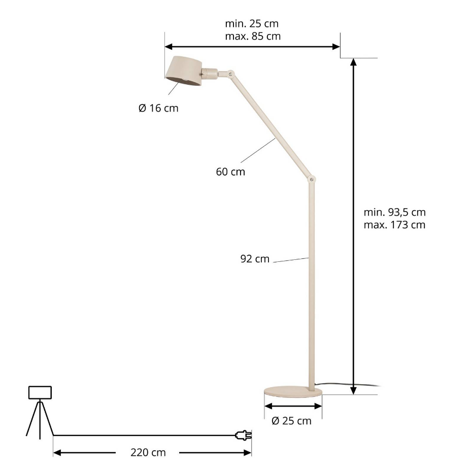 Lampadaire en métal moderne, Silka