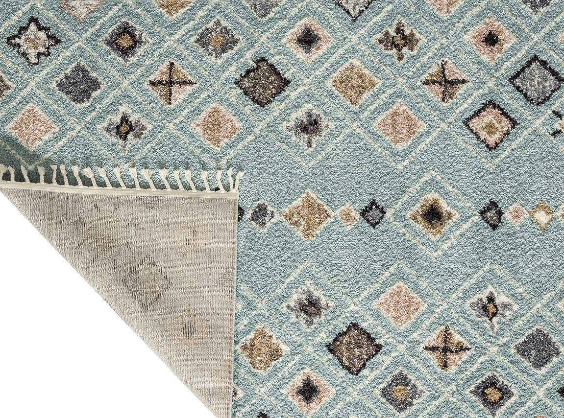 Tapis de salon symétrique imitation laine à franges DELYA