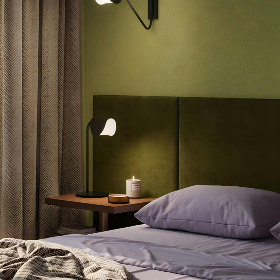 Lampe de chevet noire design - abat-jour plié LENORE