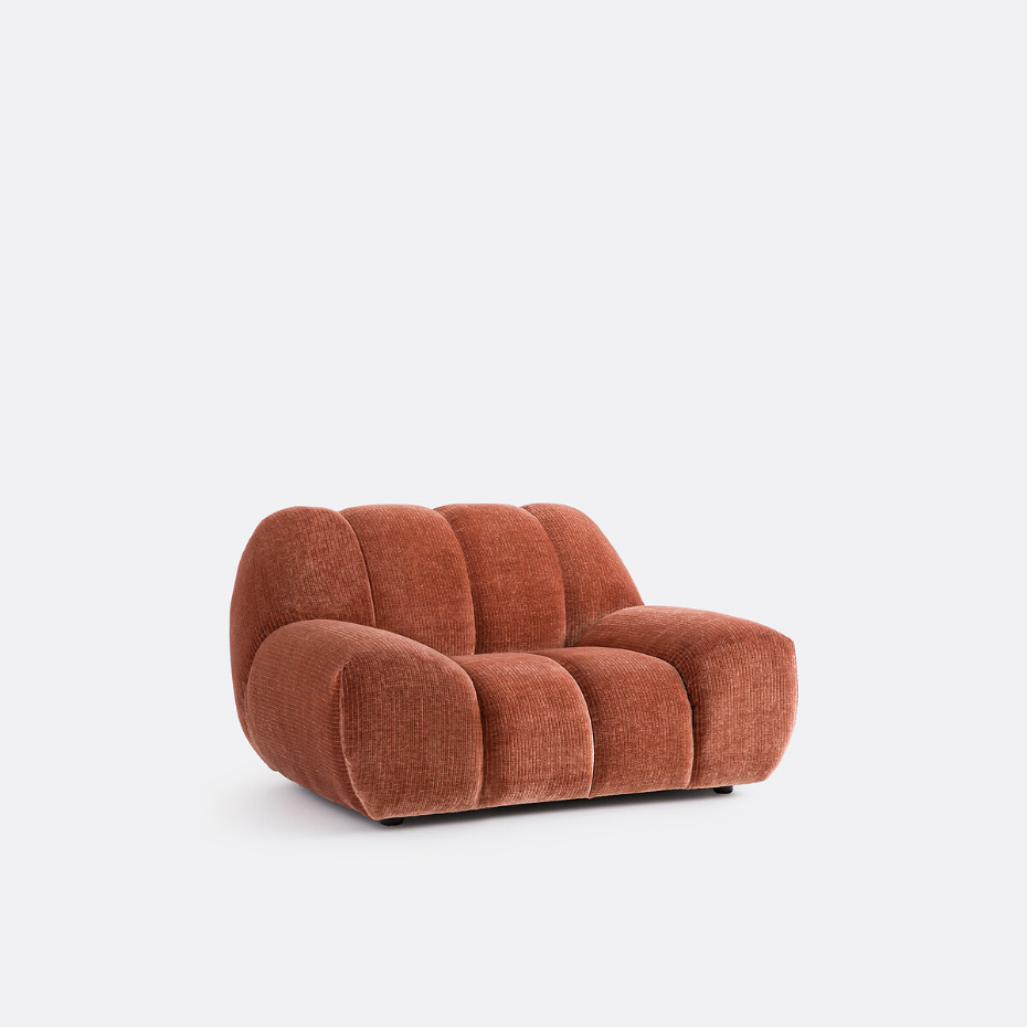 Fauteuil XL, velours côtelé vintage, Nuria