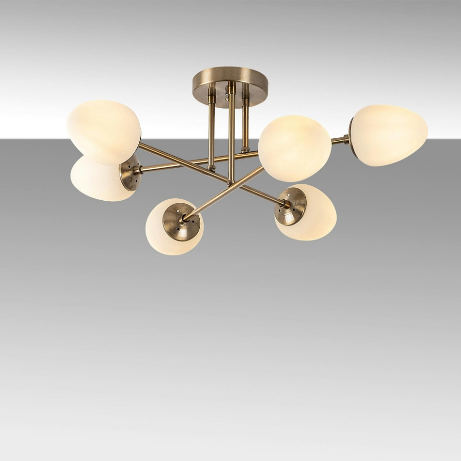 Suspension salon moderne – 6 cônes, effet laiton SIERRE