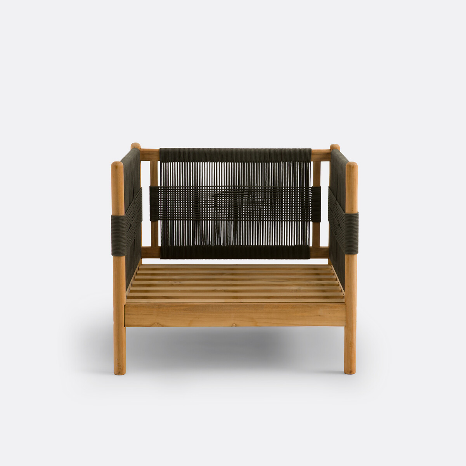 Fauteuil de jardin en teck et corde, Odette