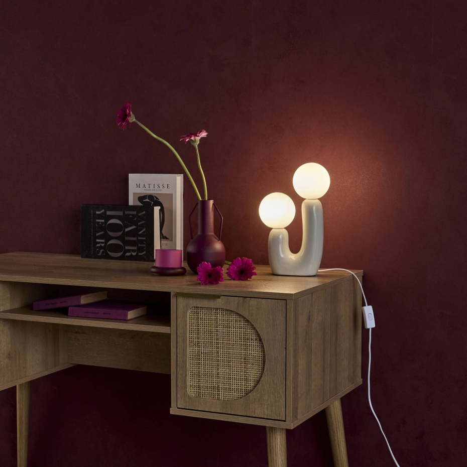 Lampe de table organique céramique et verre H 31cm DEVA