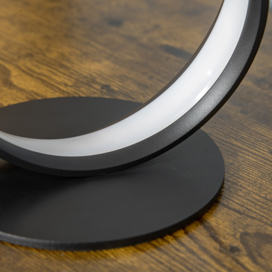 Lampe à poser design contemporain spirale alu. noir LED blanc chaud