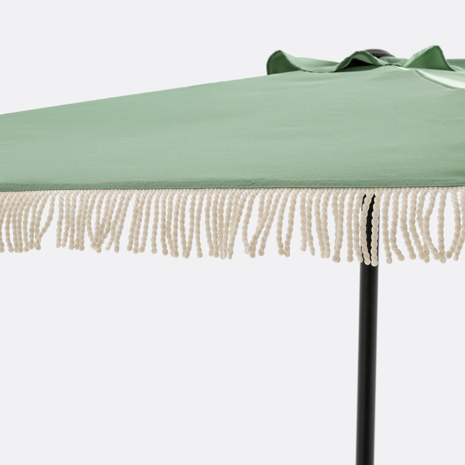 Demi-parasol de balcon à franges Medio