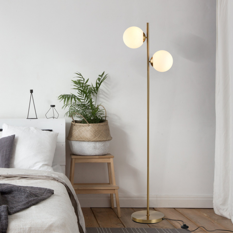 Lampadaire en métal 2 abat-jours