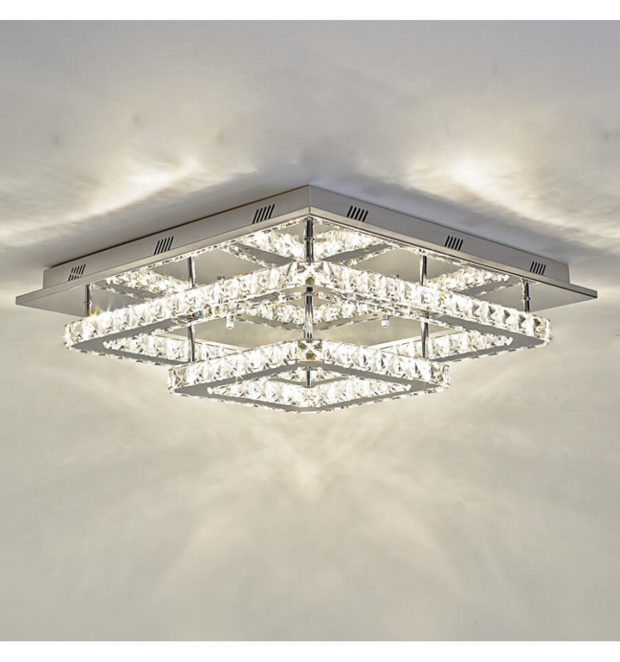 Plafonnier LED carré cristal - WADE
