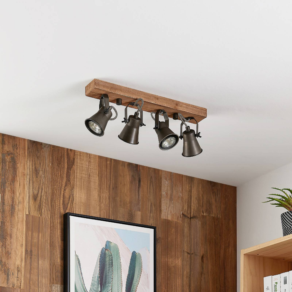 Projecteur halogène en bois vintage