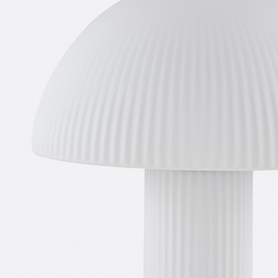 Lampe champignon, verre opalin strié H29cm Loulou