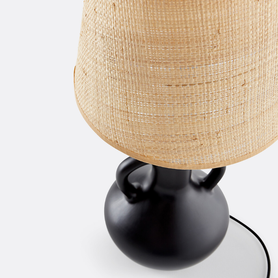 Lampe à poser céramique et raphia, Balsa