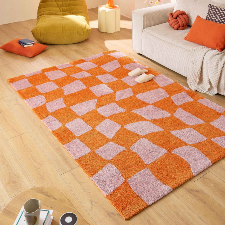 Tapis de salon vintage 70’s damier GROOVY