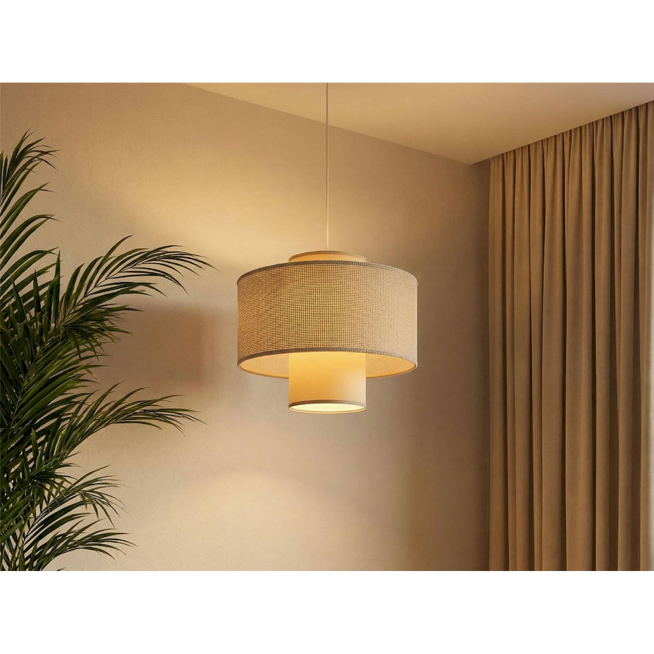 Suspension ronde en jute et lin Twin Light