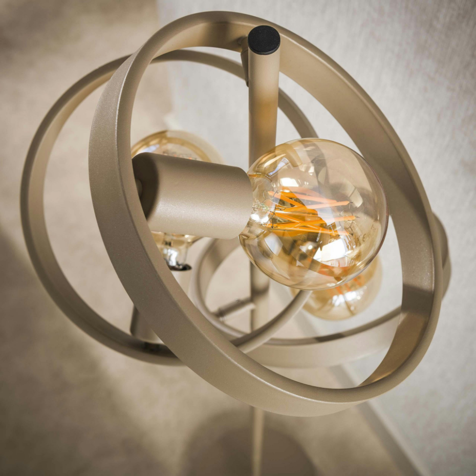Lampadaire design beige mat 3 anneaux TRIBECA