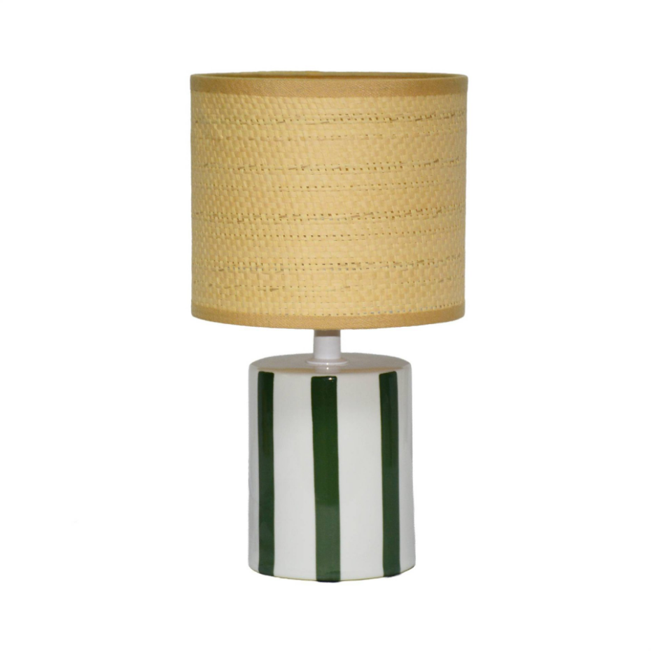 Lampe de table intérieur céramique abat-jour effet rotin H 28cm AURORE