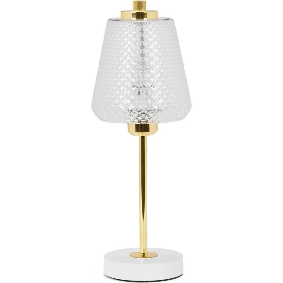 Lampe de table ronde en métal et verre