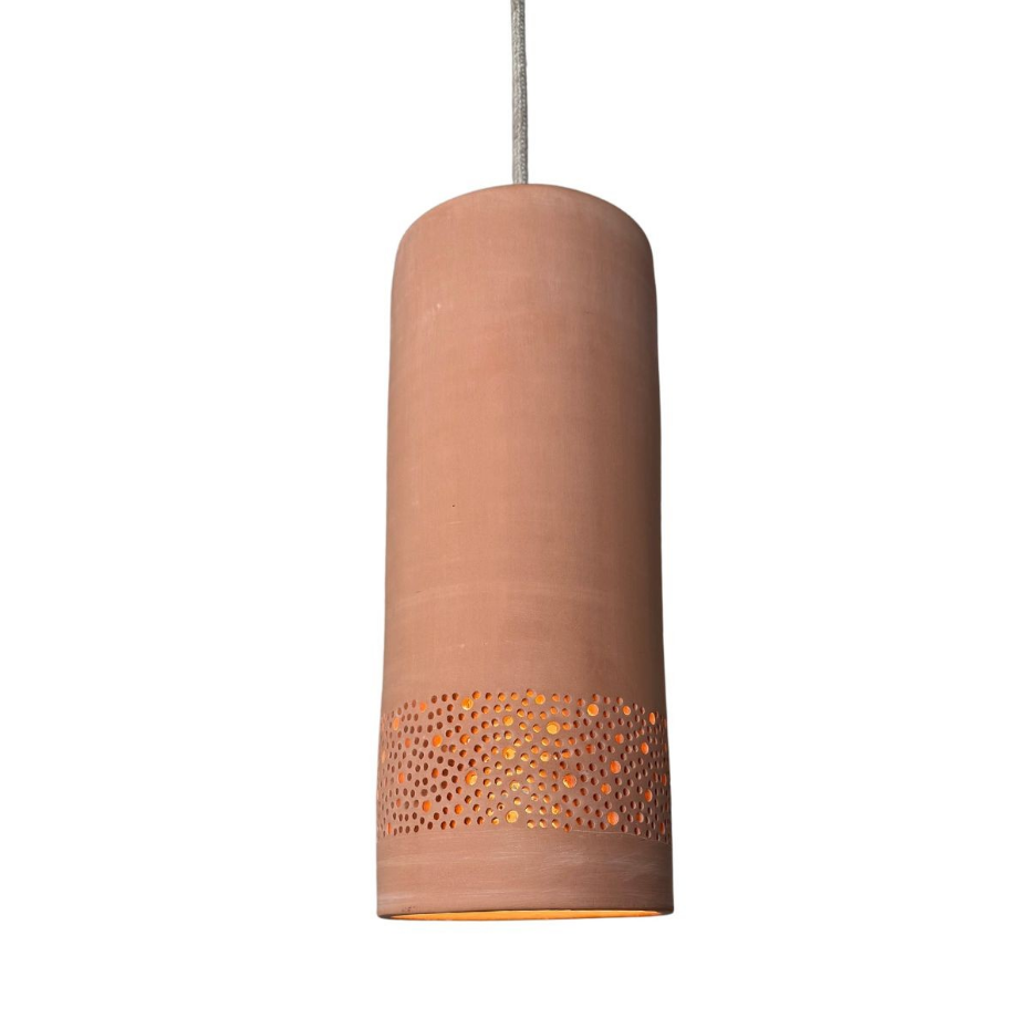 Suspension en terre cuite motif sara, CYLINDRE LIN