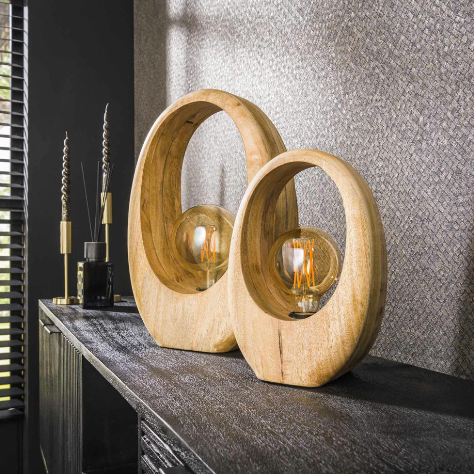 Lampe en bois de manguier forme organique H 43 cm LUCKNOW
