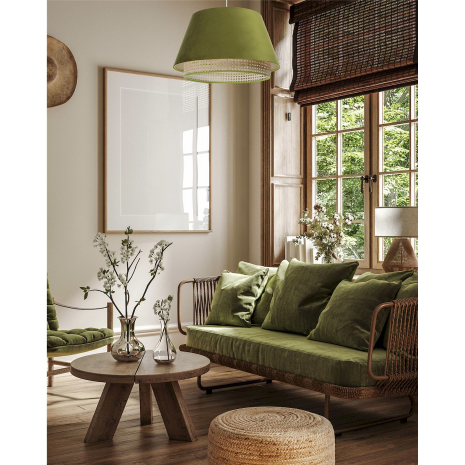 Suspension extérieure en rotin et tissu velours sensei