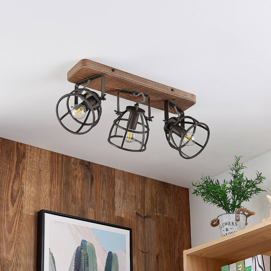 Plafonnier en bois vintage, Rutger