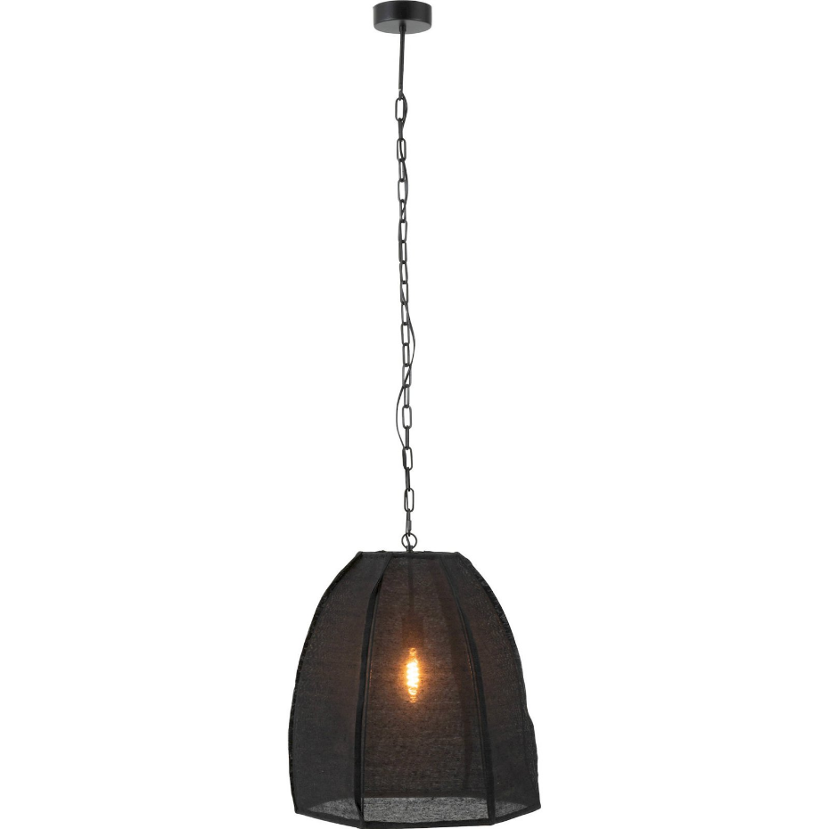 Plafonnier forme poire en lin et fer