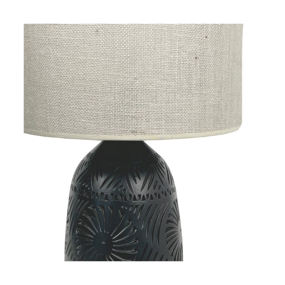 Lampe soleil en terre cuite avec abat-jour jute, KÉO SOLEIL