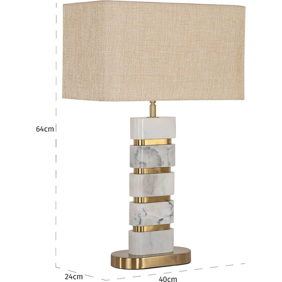 Lampe à poser en marbre avec abat-jour rectangulaire