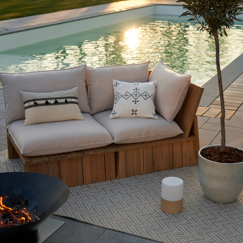 Fauteuil d'angle de jardin, acacia, Brut