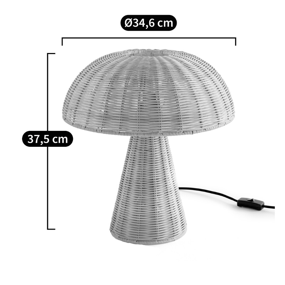 Lampe à poser champignon en rotin, Mirko