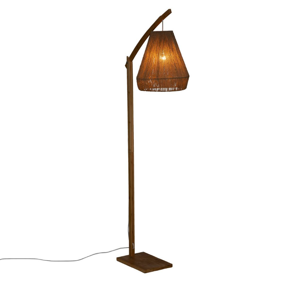 Lampadaire arc bambou et chanvre naturel PALM