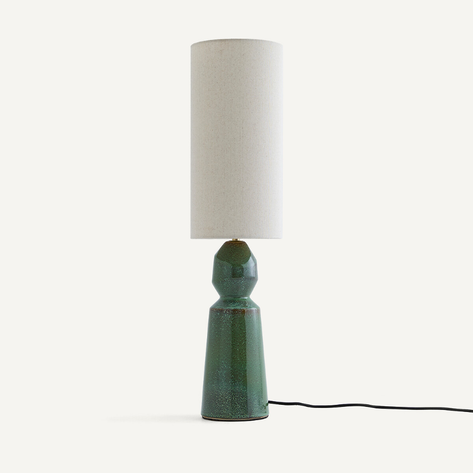 Lampe à poser en céramique et lin, TOTEMY CERAMIQUE