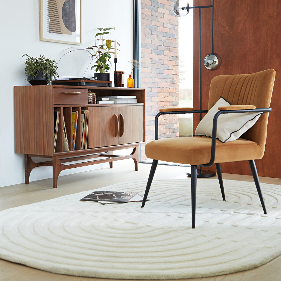 Fauteuil vintage velours avec accoudoirs, Ronara