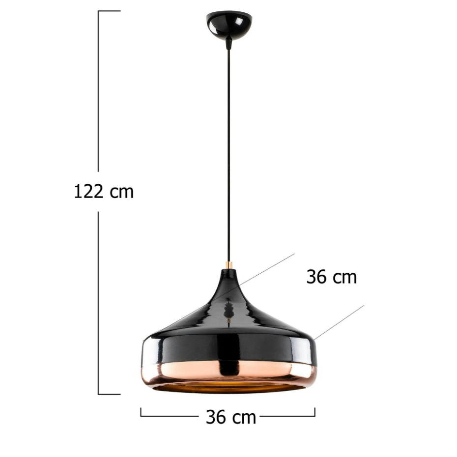 Suspension moderne noire et cuivre forme évasée SILE
