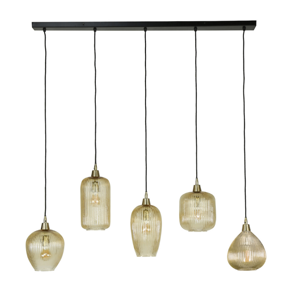 Suspension 5 globes en verre - AMBRE