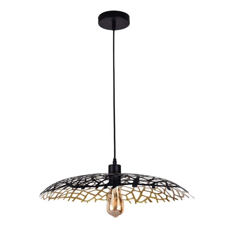 Suspension Leaf Metal Noir Et Or Pm
