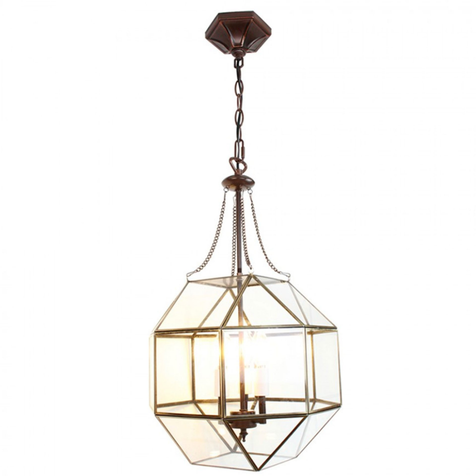 Suspension classique en verre et métal doré 30x30x170cm