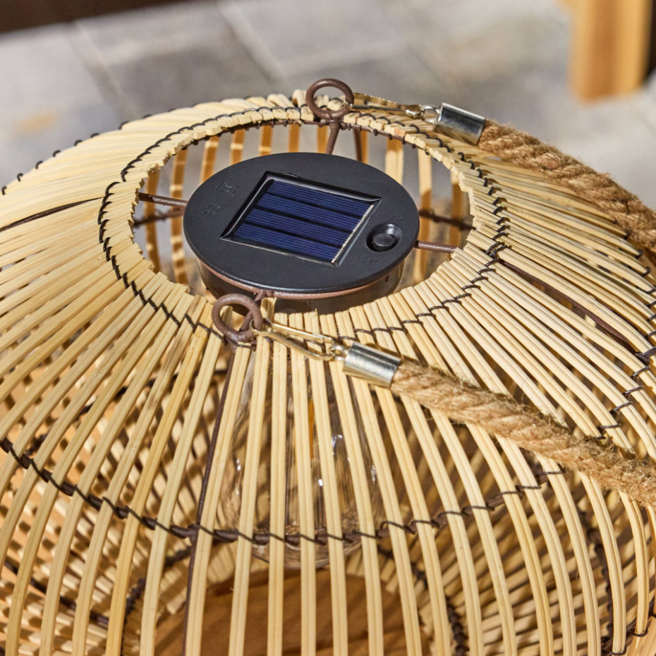 Lampe extérieur solaire LED rotin Ø31,5cm LILOU
